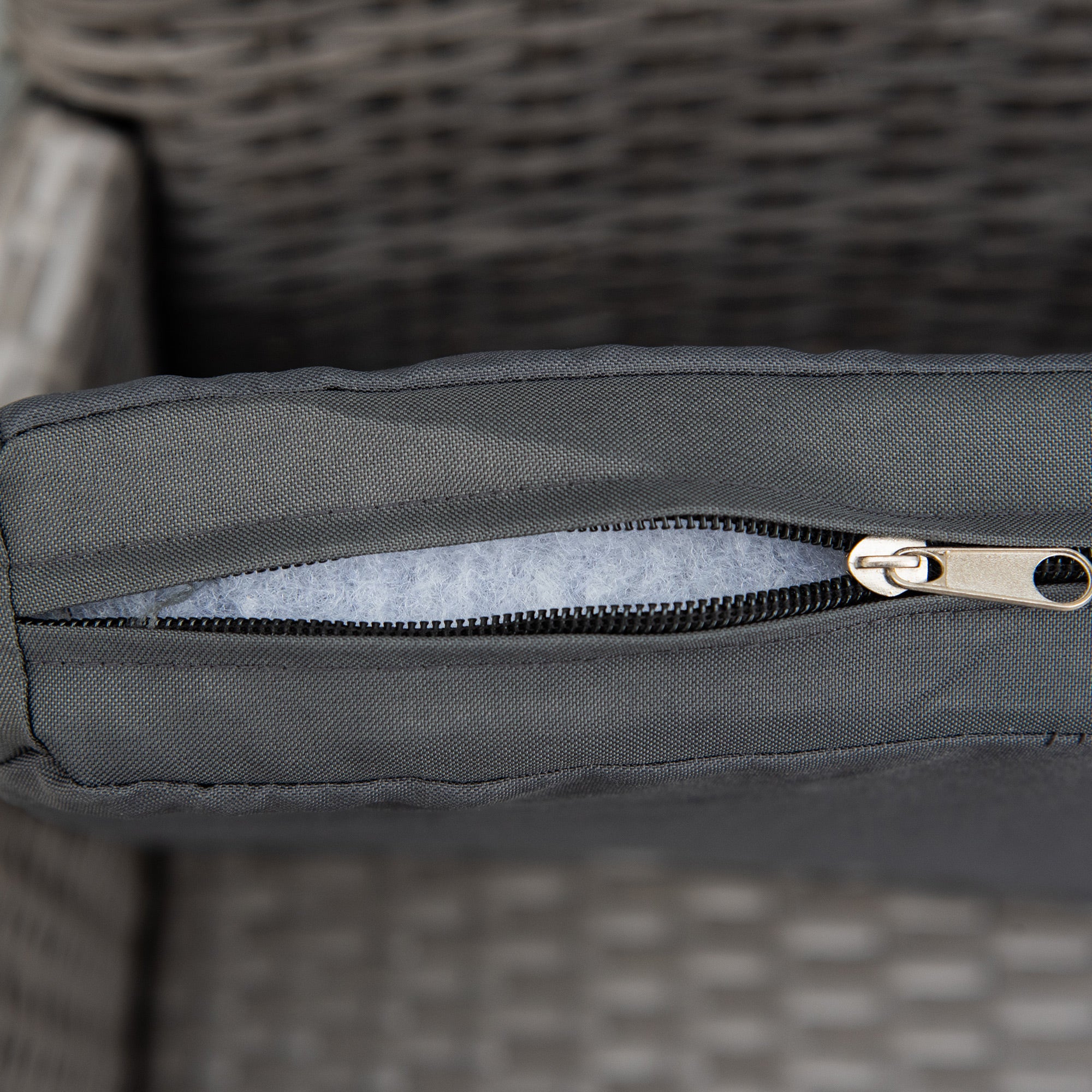 Kozy 2 Pieces Outdoor PE Rattan Dining Chairs Set with Cushion, Garden Armchair with Armrests, High Backrest, Metal Frame Patio Wicker Furniture, Grey