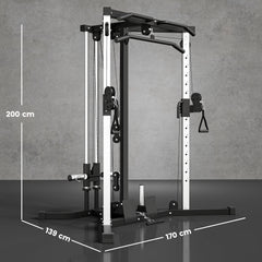 Kozy Home Gym Machine, Multifunctional Gym Equipment with High and Low Pulleys, Pull Up Bar, 15-Position Adjustable Strength Training Workout Station for Full Body Fitness