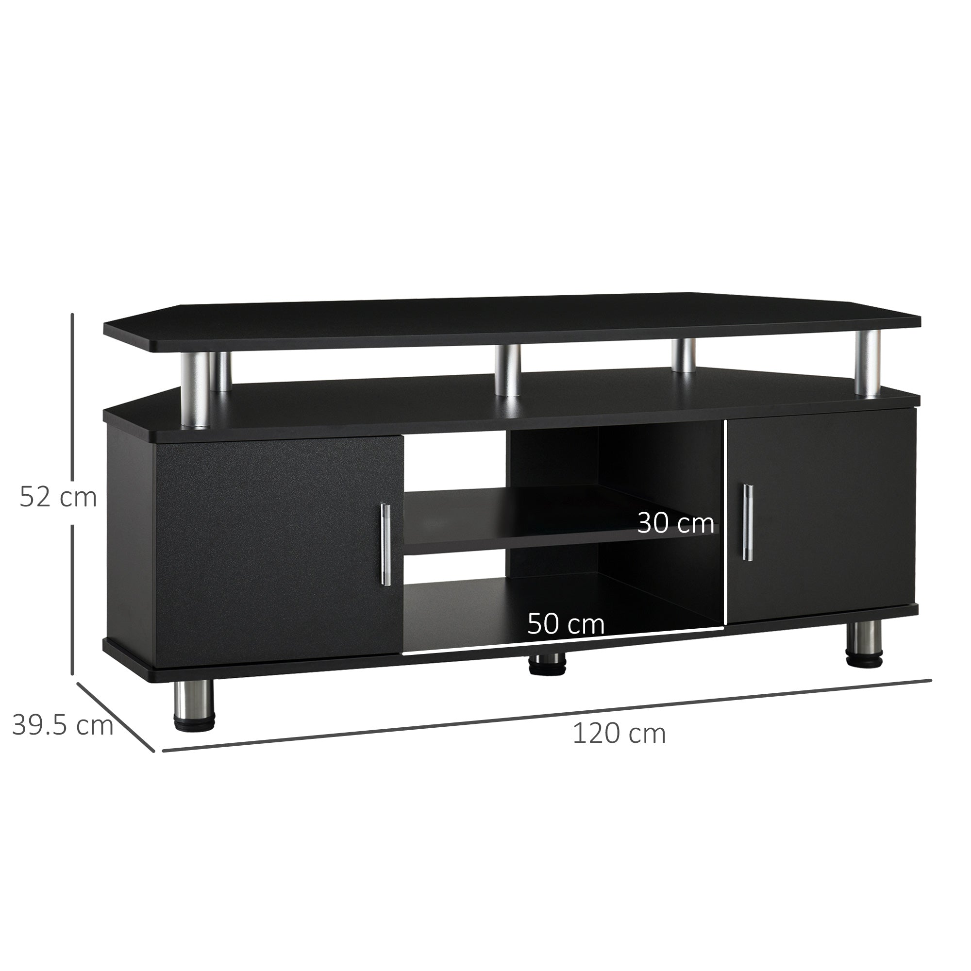 Kozy TV Unit Cabinet for TVs up to 55 Inches with Storage Shelves and Cupboard, Entertainment Centre for Living Room, Black