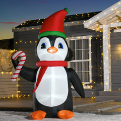 Kozy 8ft Inflatable Christmas Penguin Holding Candy Cane Blow Up Outdoor Decoration with LED Lights for Holiday