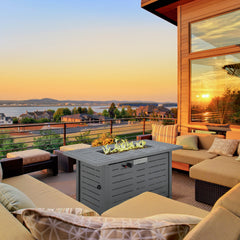 Kozy Propane Gas Fire Pit Table, 50000BTU Smokeless Firepit Outdoor Patio Heater with Protective Cover, Lava Rocks and Lid, 107cm x 51cm x 63cm, Silver Grey