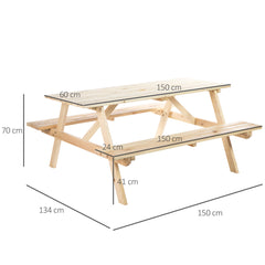 Kozy 6 Seater Wooden Picnic Table Bench for Outdoor Garden or Patio with Parasol Cutout 150 cm Natural Wood Finish