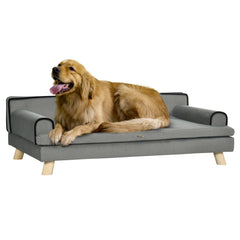 PawHut Dog Sofa with Water-resistant Fabric, Pet Chair Bed for Large, Medium Dogs, Grey, 100 x 62 x 32 cm | Aosom UK