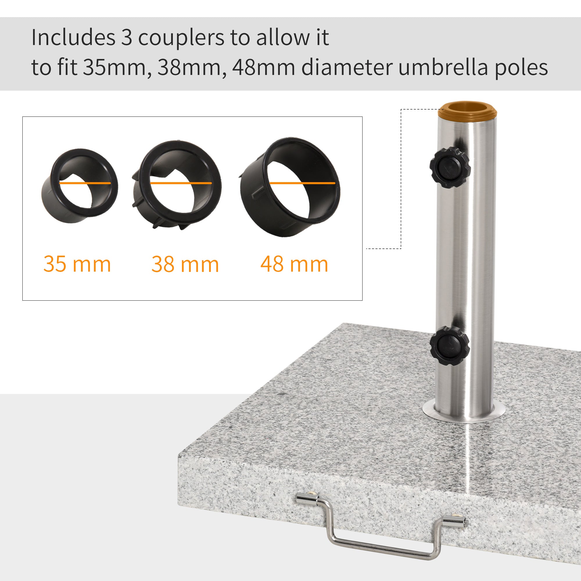 Outsunny Marble Umbrella Base: 28kg Durable Parasol Holder for Patio Furniture, Outdoor Sunshade Support | Aosom UK
